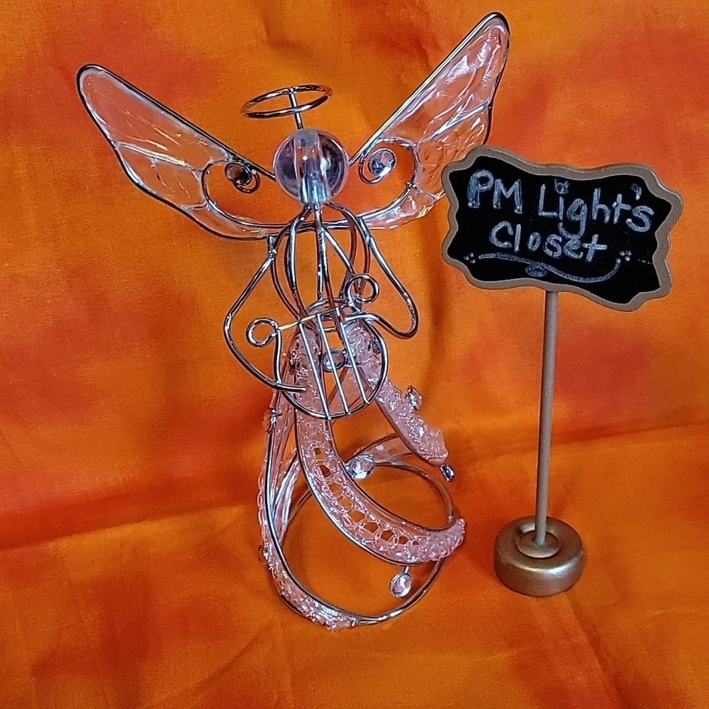 Metal and Acrylic Angel Figure Silver Harp